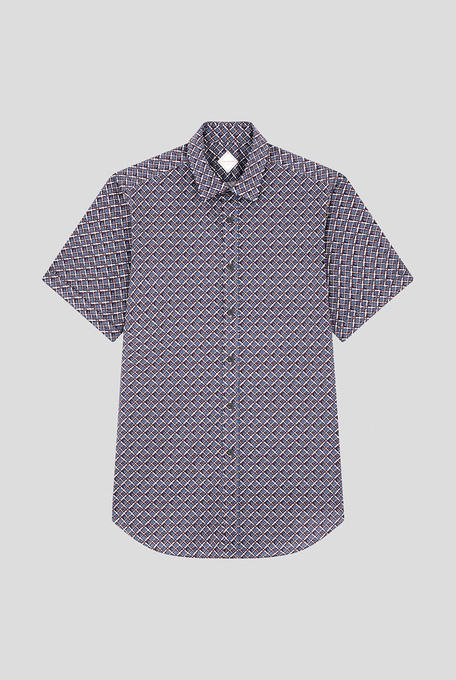 Printed bowling shirt in the shades of light blue, white and burgundy | Pal Zileri shop online