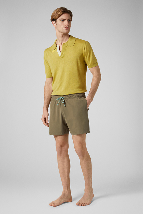 Mustard colored knitted polo in linen and silk - Polo | Pal Zileri shop online
