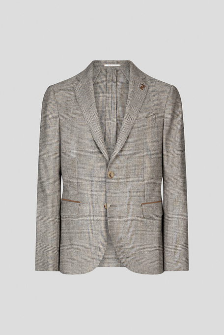 Giacca Brera in lana e viscosa con motivo Principe di Galles e dettagli in camoscio - Suits and blazers | Pal Zileri shop online