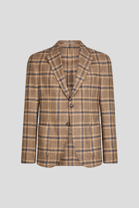 Beige jacket with a blu navy macro check motif - The Urban Casual | Pal Zileri shop online