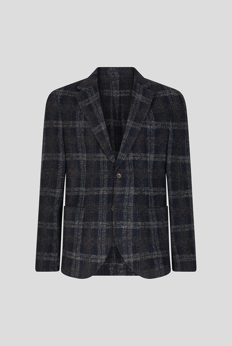 Blu navy jacket with macro check motif | Pal Zileri shop online