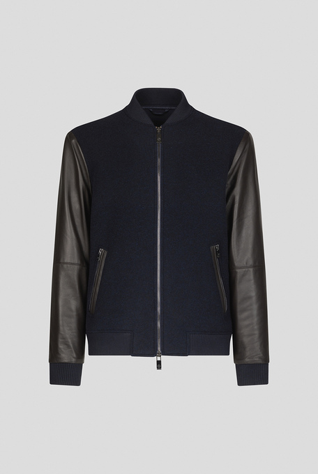 Varsity jacket in technical wool with leather sleeves - Outerwear | Pal Zileri shop online