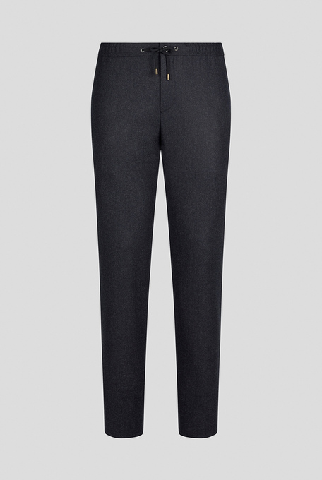 Pantaloni in pura lana grigio antracite con coulisse regolabile - Casual trousers | Pal Zileri shop online