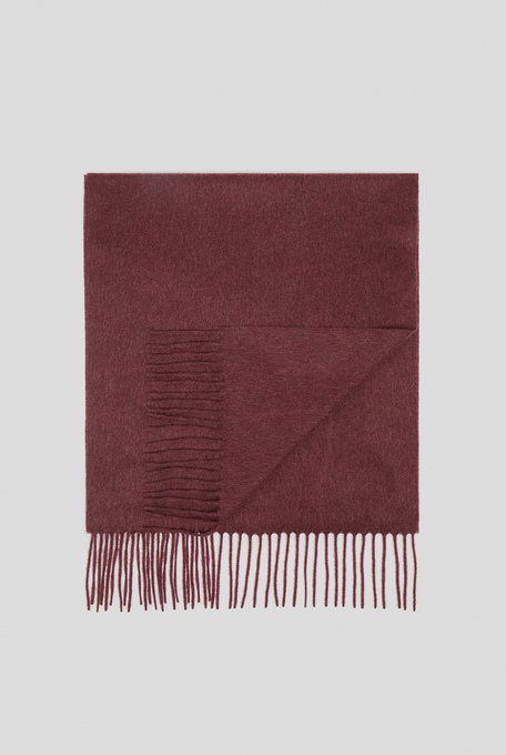 Cashmere minimal scarf in bordeaux  with fringes - Scarves | Pal Zileri shop online
