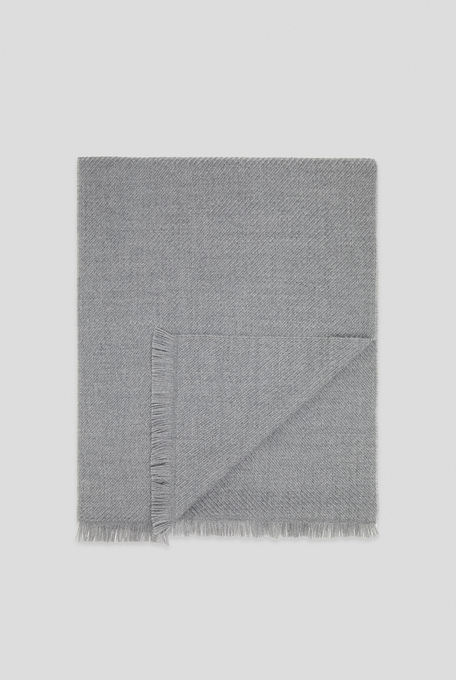 Wool scarf in grey with contrasting bands - Textiles | Pal Zileri shop online