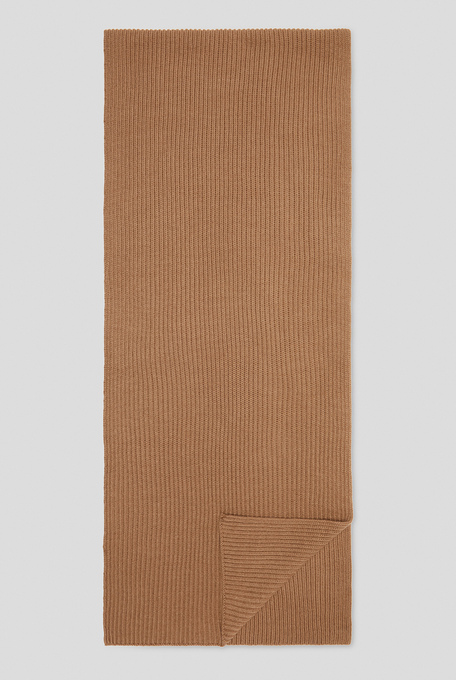 Ribbed wool scarf in brown biscuit - Textiles | Pal Zileri shop online