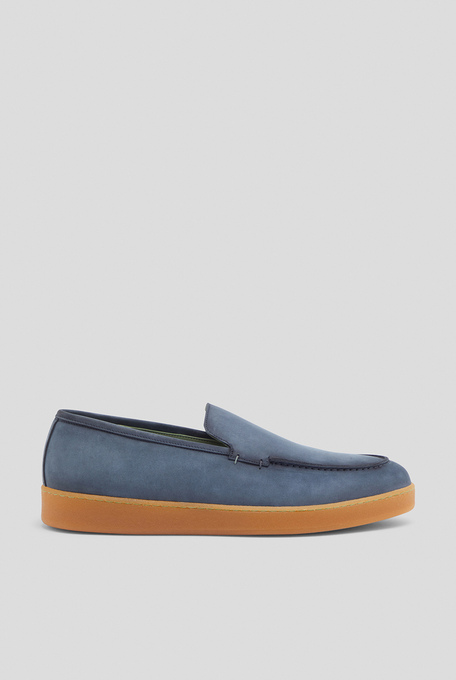 Loafers in nabuk in navy blue with rubber sole - Footwear | Pal Zileri shop online