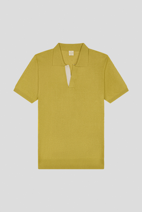 Mustard colored knitted polo in linen and silk - Polo | Pal Zileri shop online