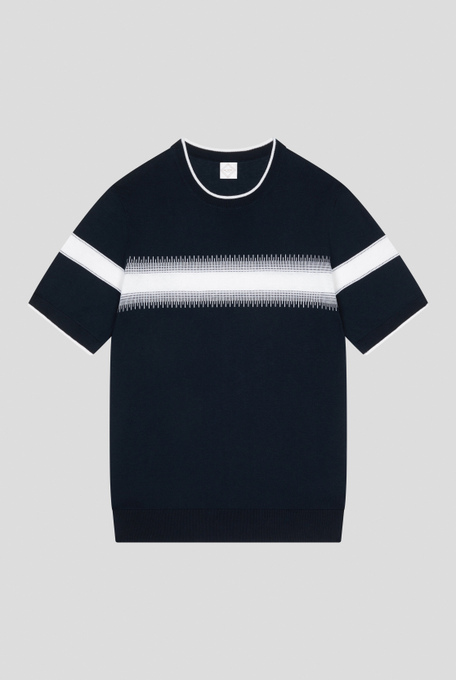 Jacquard round neck in silk and cotton - T-shirts | Pal Zileri shop online