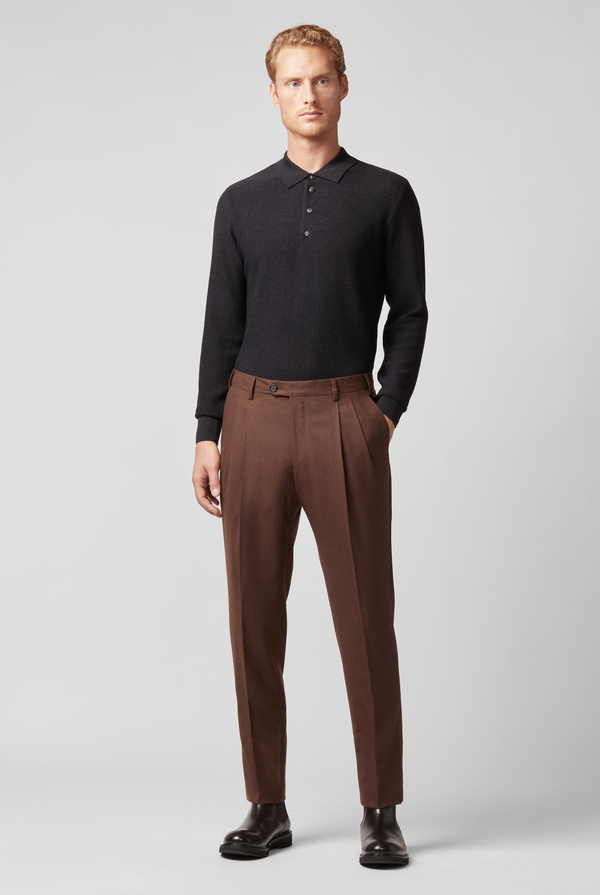 Double pleat trousers in stretch wool - Pal Zileri shop online