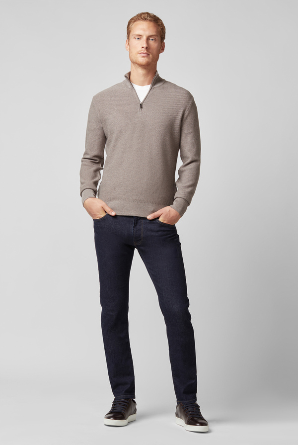 Zipped half-neck processed sweater - Pal Zileri shop online