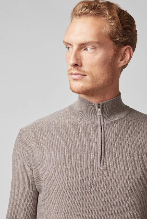 Zipped half-neck processed sweater - Pal Zileri shop online