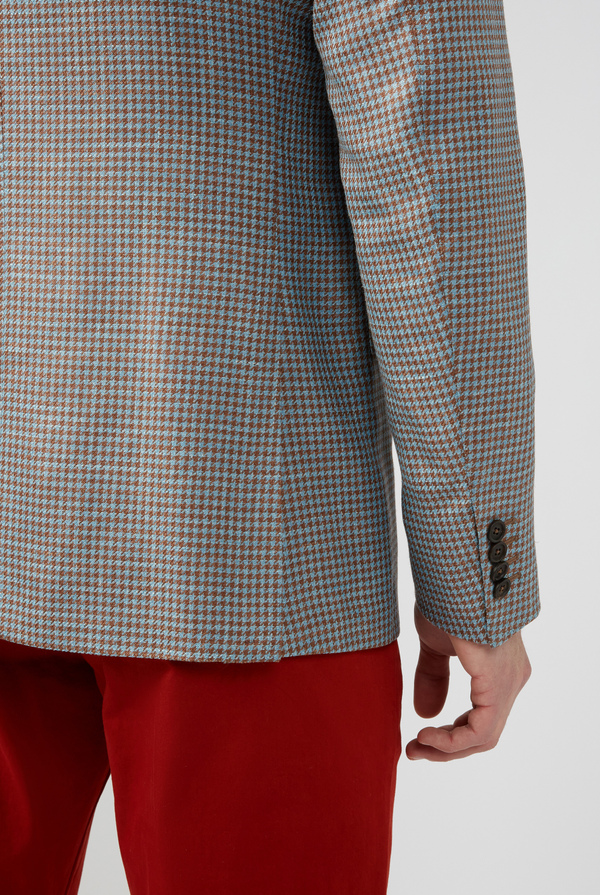 Tailored pied-de-poule blazer in wool, silk and linen - Pal Zileri shop online