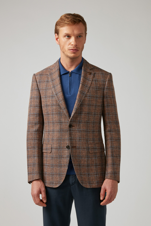 Vicenza blazer in linen, wool and cotton with Prince of Wales motif - Pal Zileri shop online