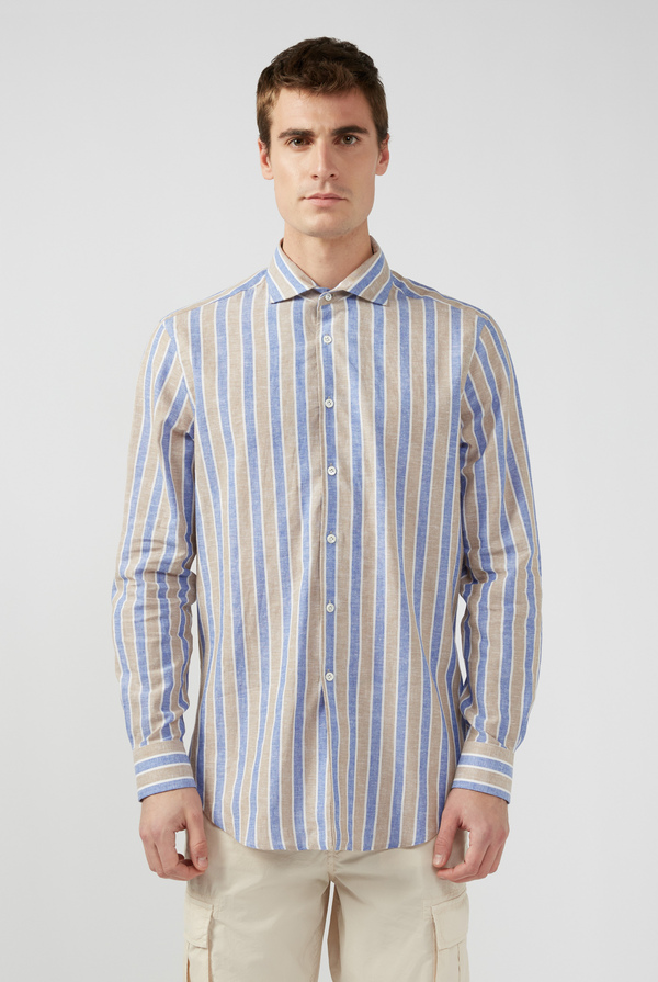 Striped shirt in cotton and linen - Pal Zileri shop online