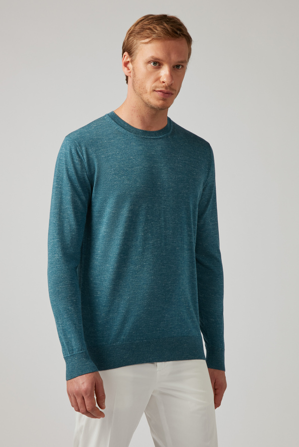 Long-sleeved crewneck in wool, silk and cotton - Pal Zileri shop online