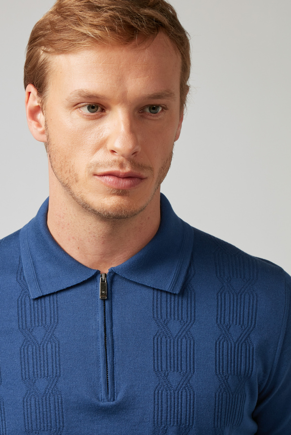 Polo in maglia di seta e cotone con zip - Pal Zileri shop online