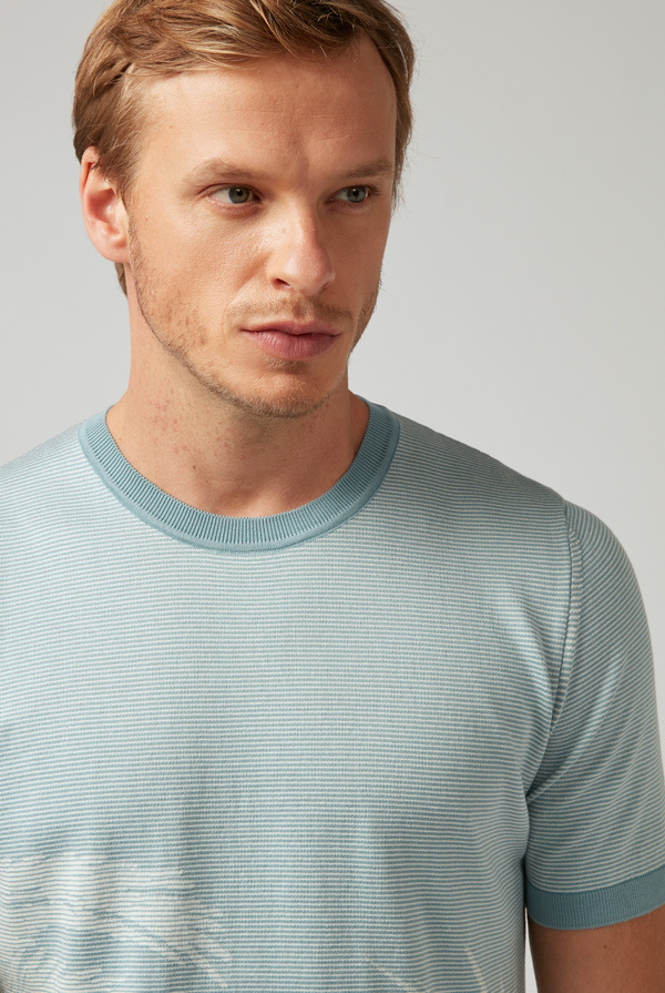 Jacquard knitted cotton t-shirt - Pal Zileri shop online