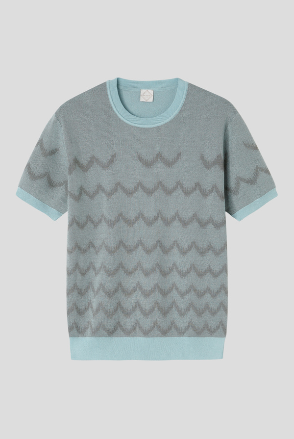 T-shirt in maglia di seta e cotone jacquard - Pal Zileri shop online