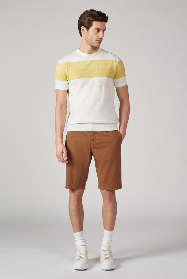 Knitted cotton t-shirt with contrasting details - Pal Zileri shop online