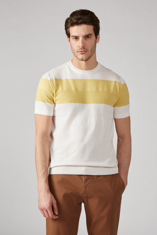 Knitted cotton t-shirt with contrasting details - Pal Zileri shop online