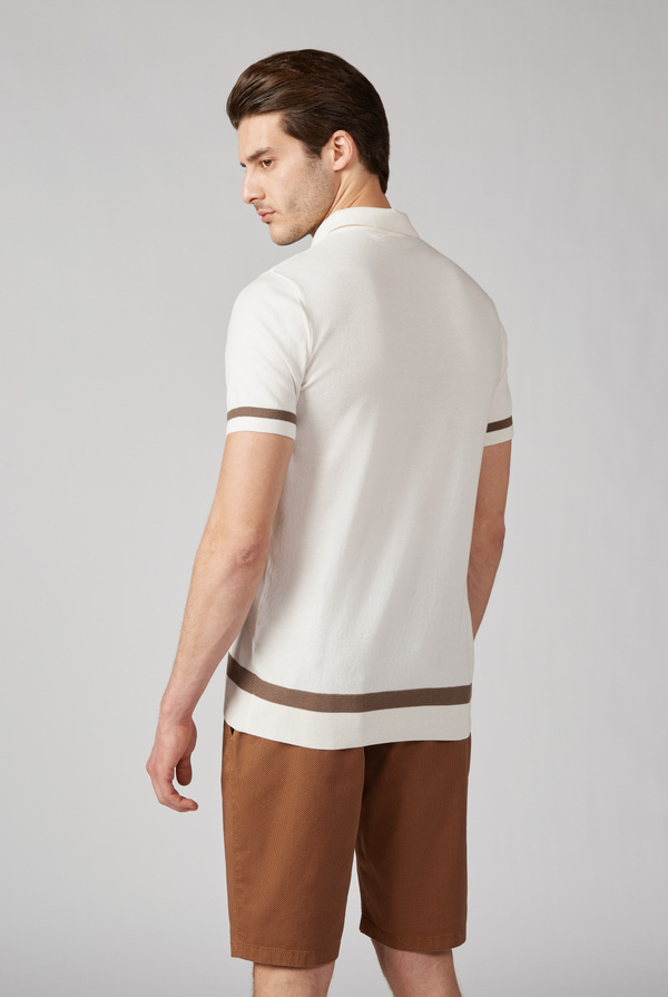Knitted cotton polo with contrasting bands - Pal Zileri shop online