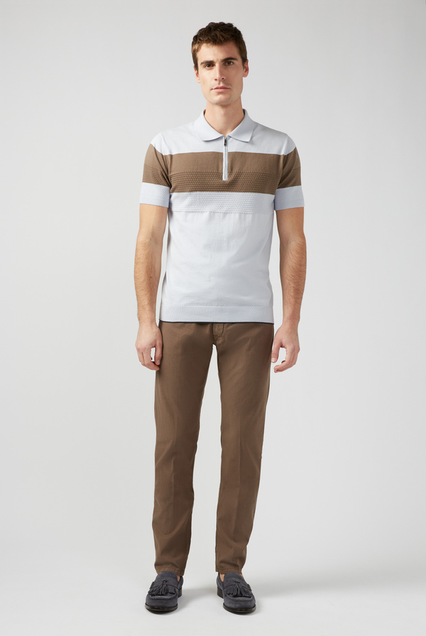 Knitted cotton polo with zip - Pal Zileri shop online