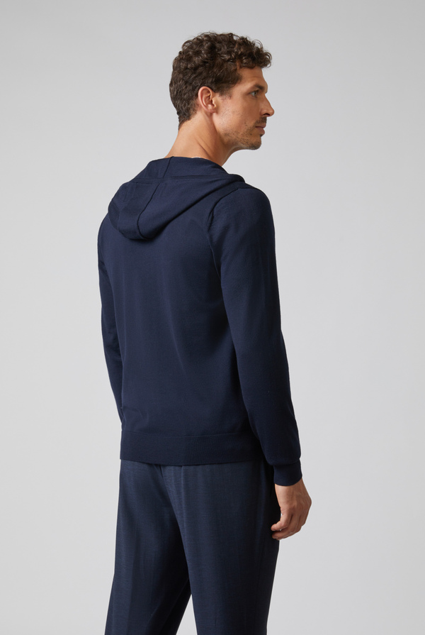 Zipped cardigan in ultra-light wool with hood - Pal Zileri shop online