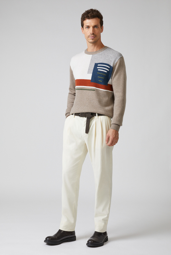 Crewneck in cashmere color block - Pal Zileri shop online
