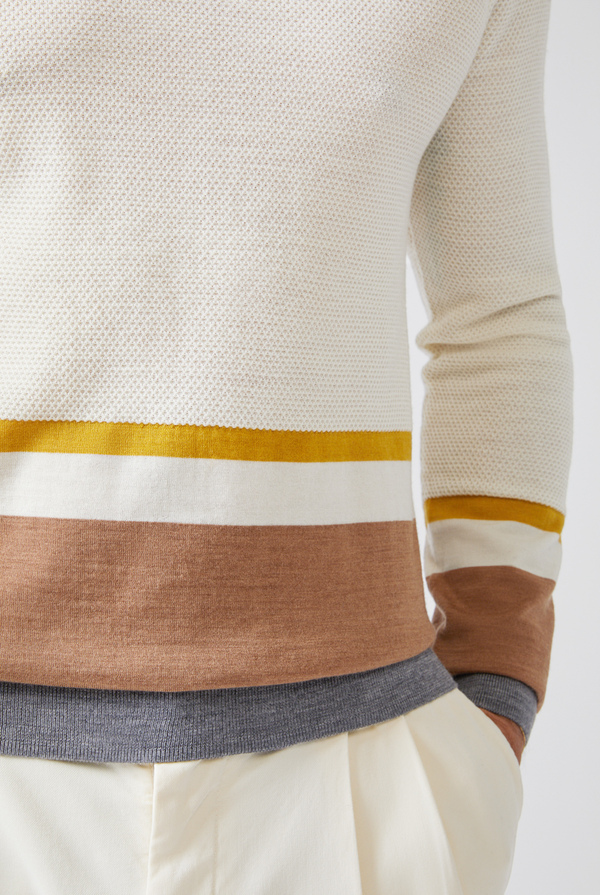 Maglia a collo alto in misto lana con bande a contrasto - Pal Zileri shop online