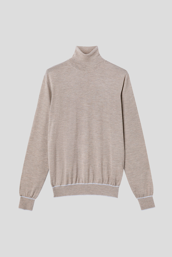 Maglia in lana a collo alto con riga a contrasto - Pal Zileri shop online