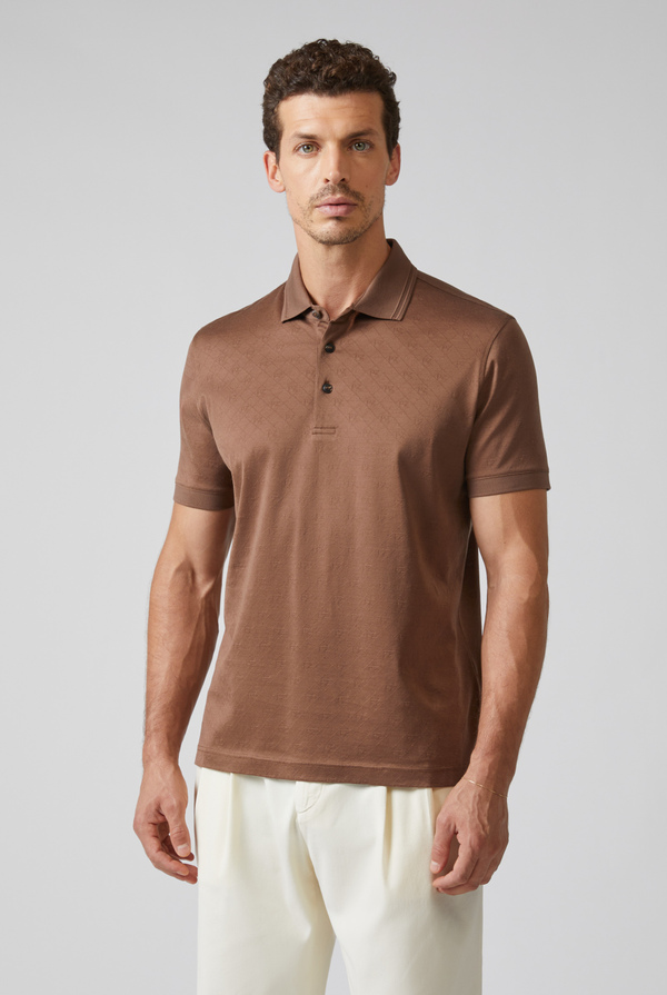 Short-sleeves polo in jersey cotton jacquard with PZ monogram - Pal Zileri shop online