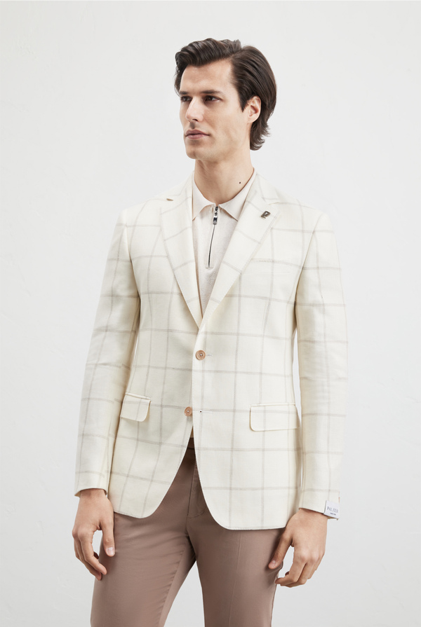 Vicenza jacket in windowpane wool and linen - Pal Zileri shop online
