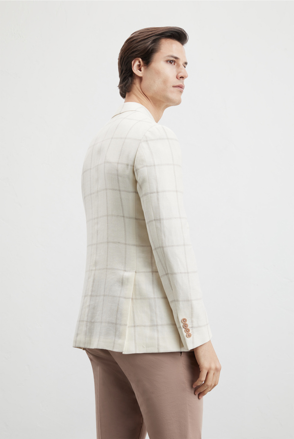 Vicenza jacket in windowpane wool and linen - Pal Zileri shop online