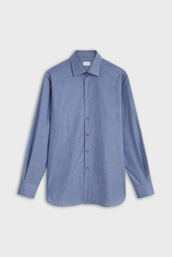 Pure chambray cotton shirt Milano collar - Pal Zileri shop online