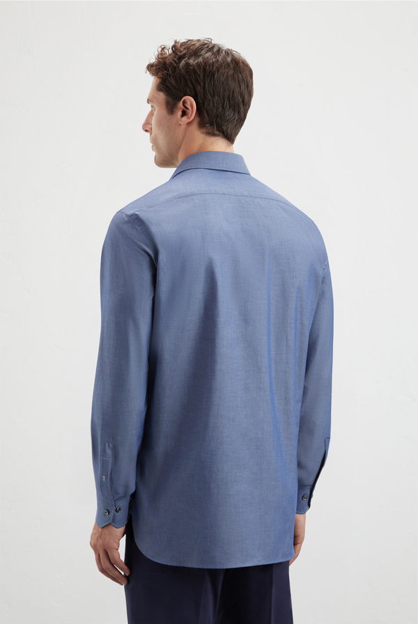 Pure chambray cotton shirt Milano collar - Pal Zileri shop online