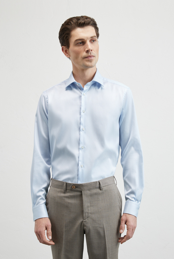 Pure cotton shirt Milano collar with micro pattern - Pal Zileri shop online