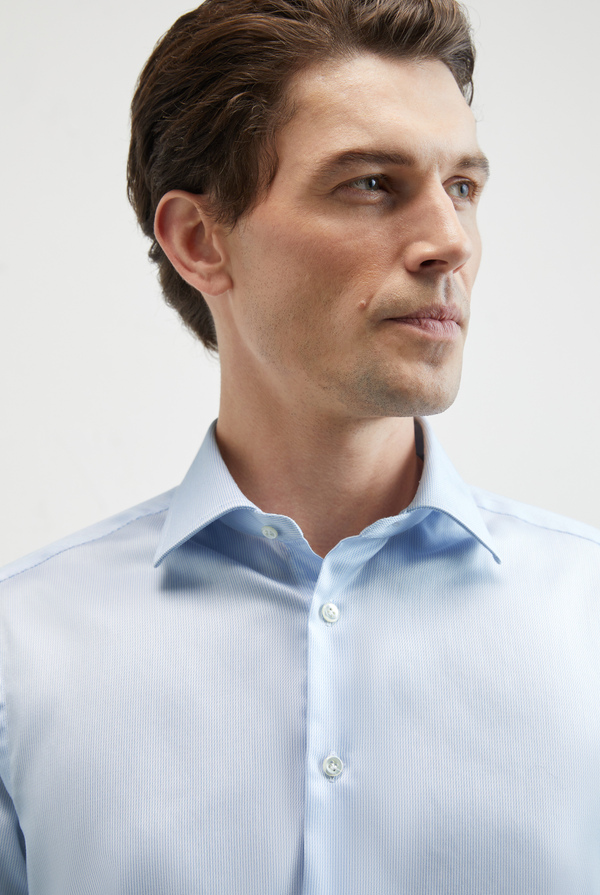 Pure cotton shirt Milano collar with micro pattern - Pal Zileri shop online