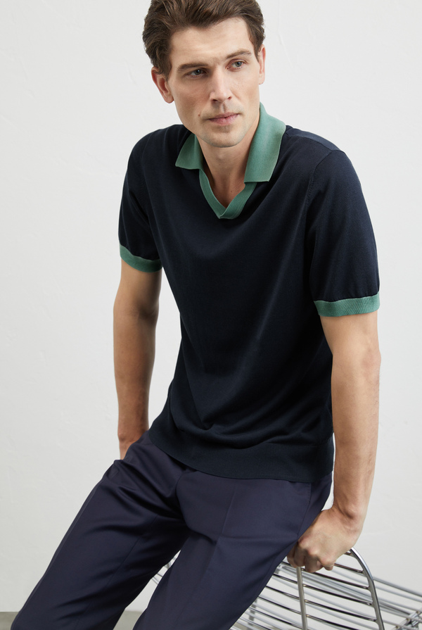 Jersey knitted polo in cotton and silk - Pal Zileri shop online