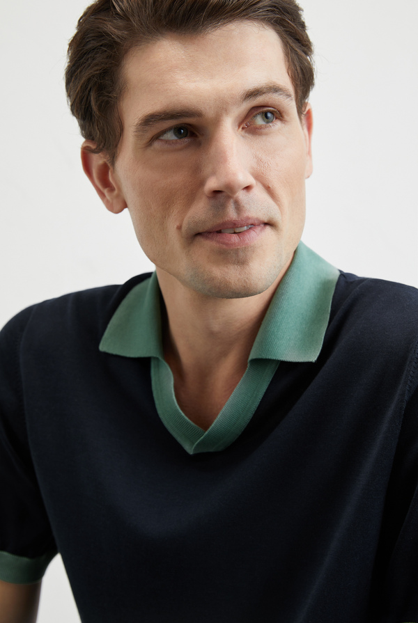 Jersey knitted polo in cotton and silk - Pal Zileri shop online