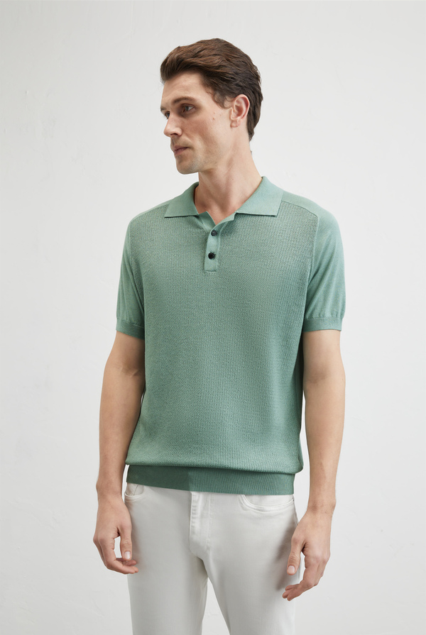 Knitted polo with raglan sleeves in silk and cotton - Pal Zileri shop online
