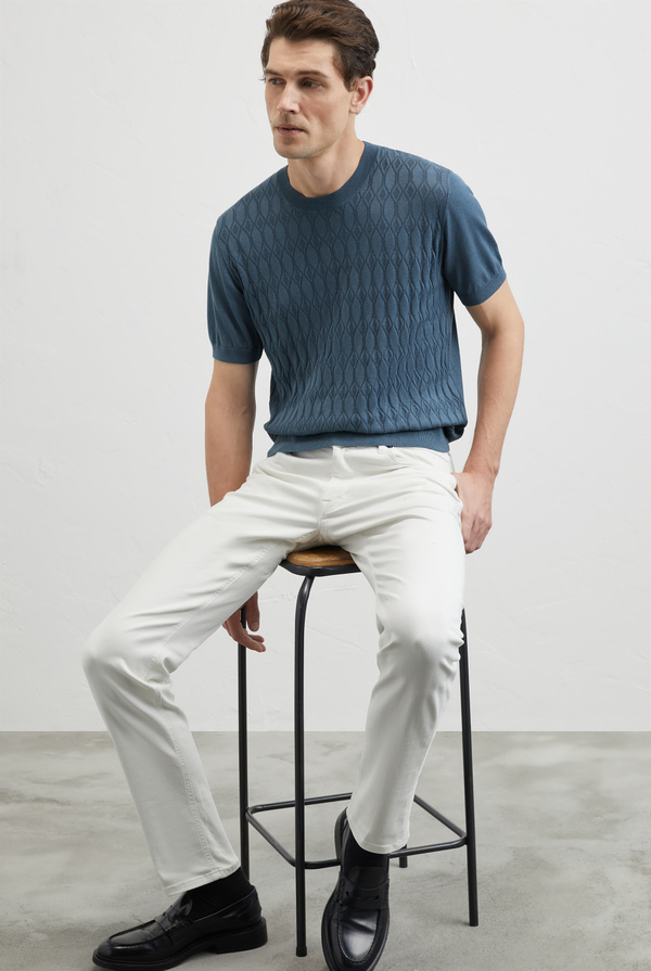 Knitted tshirt in silk and cotton - Pal Zileri shop online