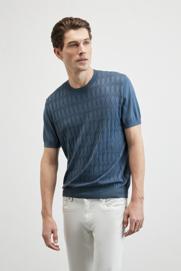 Knitted tshirt in silk and cotton - Pal Zileri shop online