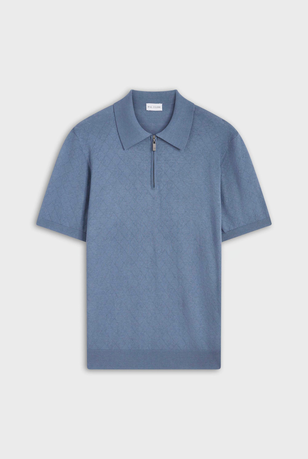 Knitted polo with PZ motif in silk and cotton - Pal Zileri shop online