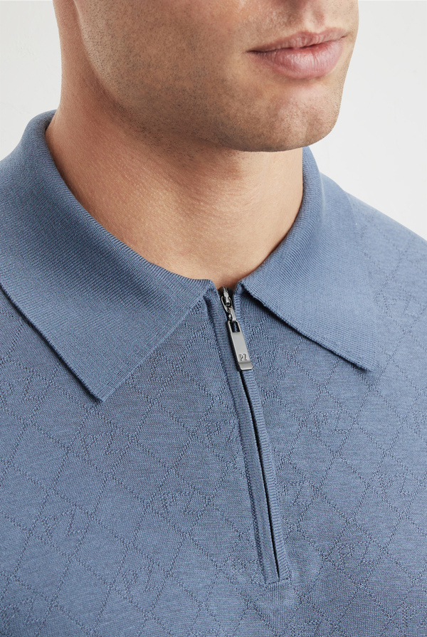 Knitted polo with PZ motif in silk and cotton - Pal Zileri shop online