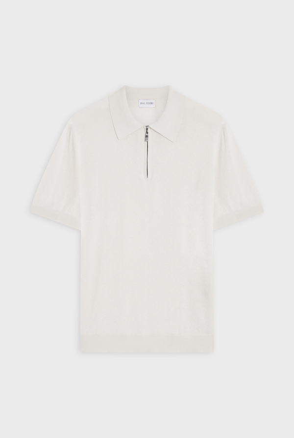 Knitted polo with PZ motif in silk and cotton - Pal Zileri shop online