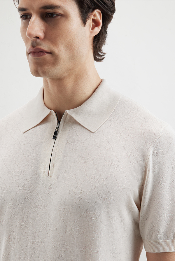 Knitted polo with PZ motif in silk and cotton - Pal Zileri shop online