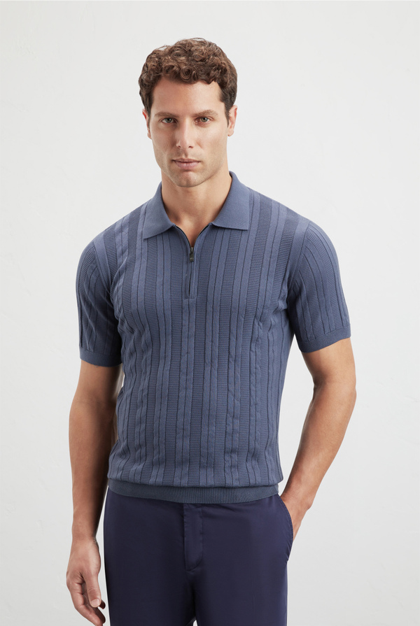Knitted striped polo in cotton - Pal Zileri shop online