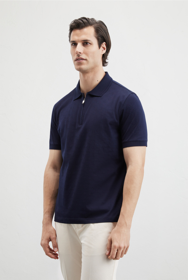 Polo with jacquard PZ all over - Pal Zileri shop online