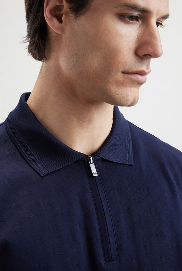 Polo with jacquard PZ all over - Pal Zileri shop online